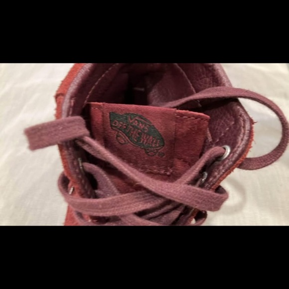 Women’s size 6 Vans leather mocassin fringe boot men’s size 4.5 burgundy - Picture 7 of 10